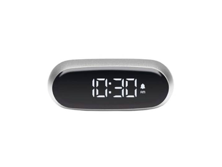 Lexon MINUT Compacte mini-wekker met puur zwart VA LCD-display, touch-bediening, snooze-functie en achtergrondverlichting, oplaadbare batterij, aluminium afwerking, aluminium