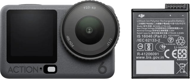 DJI Osmo Action 6 met DJI Osmo Action Extreme Batterij