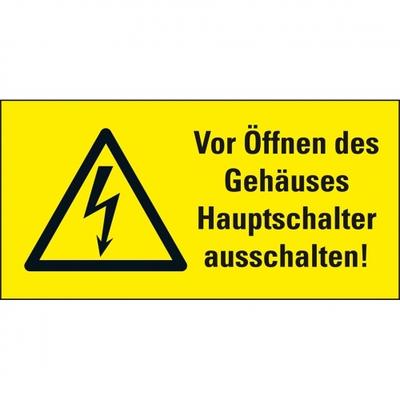 Aufkleber I Warn-Kombischild Vor Öffnen d.Gehäuses Hauptscha., praxisbewährt, Folie, 52x26mm, 10/Bogen