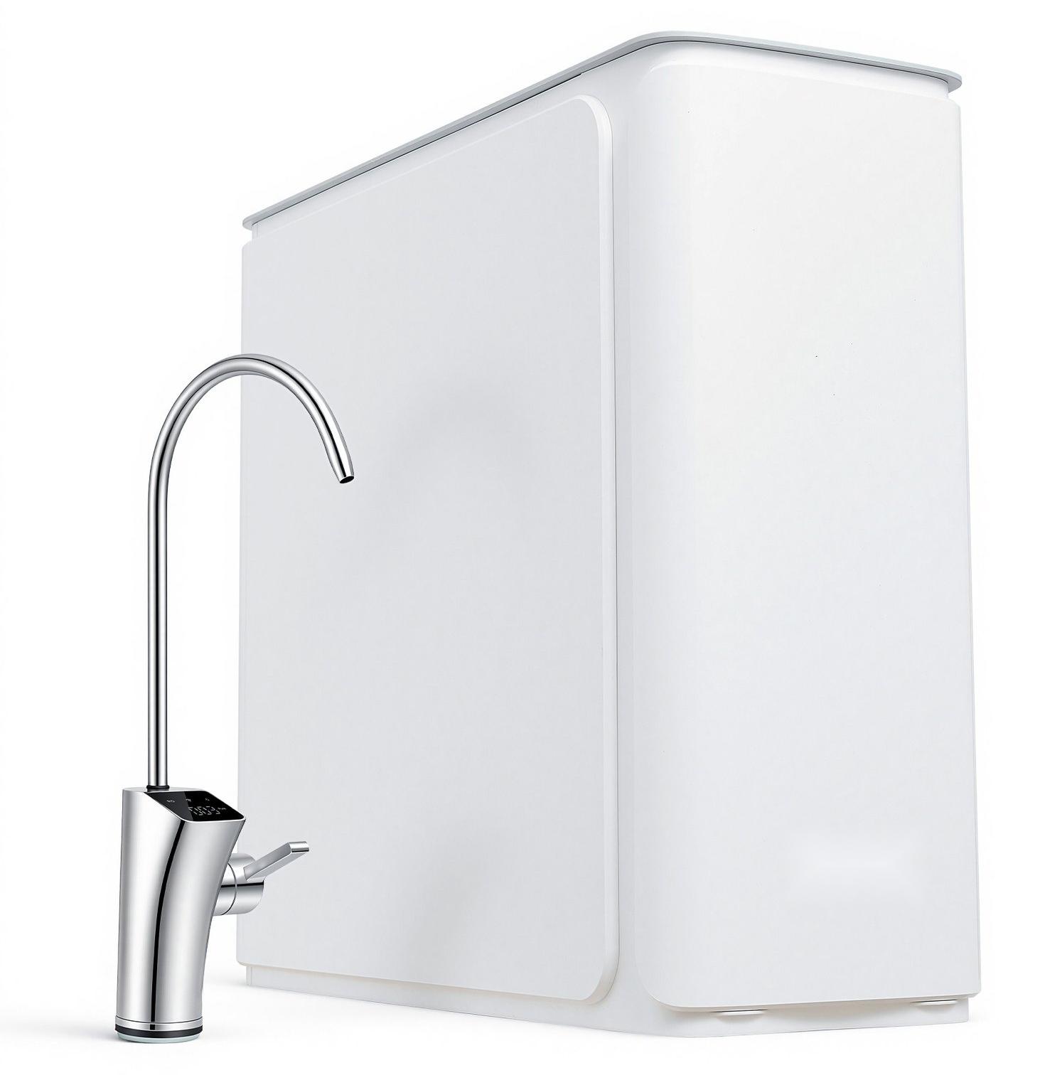 Umkehrosmoseanlage - Untertisch-Wasserfilter 800 GPD - Tanklos - 8-stufig - 2:1 Reinwasser-Abwasser-Verhältnis - pH 7,5-8,5 - Edelstahlhahn mit TDS - Schnellfilterwechsel