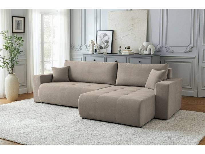Fun Möbel Ecksofa Schlafsofa FUN TUMELO mit Ottomane in Polsterstoff Wind, Rundumbezug, mit Bettkasten
