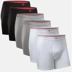 BAMBOO EINGRIFF TRUNKS - 6-Pack - Schwarz/Rot | Grau | Weiß - 3XL