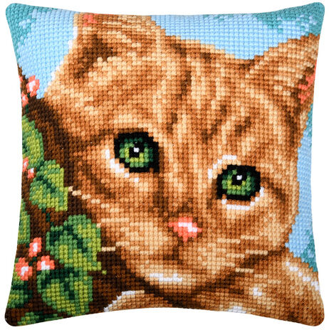 Kreuzstichkissen "Katze Green Eyes"