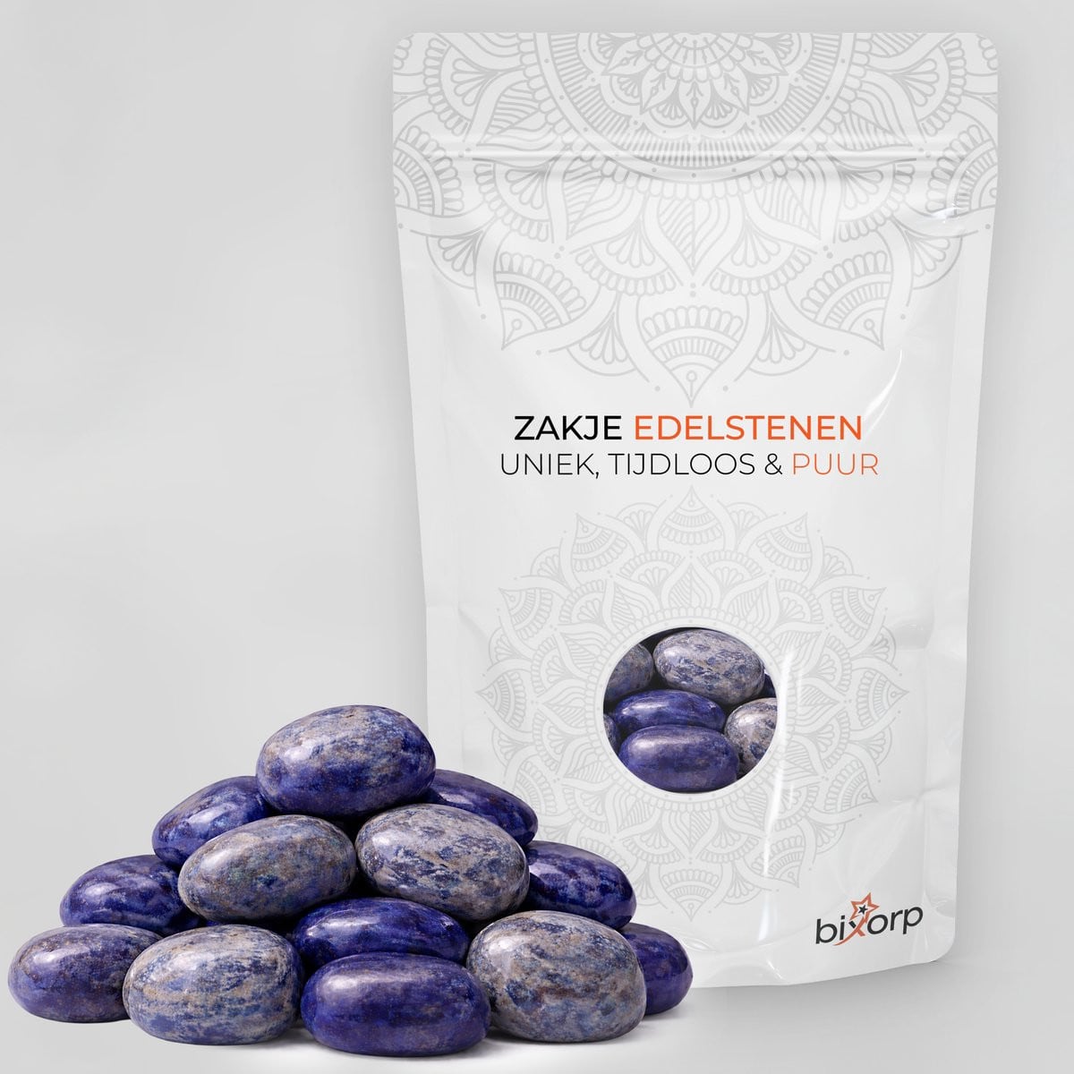 Bixorp Zak met Trommelstenen Lapis Lazuli - 200g - 100% Natuurlijke Edelsteen