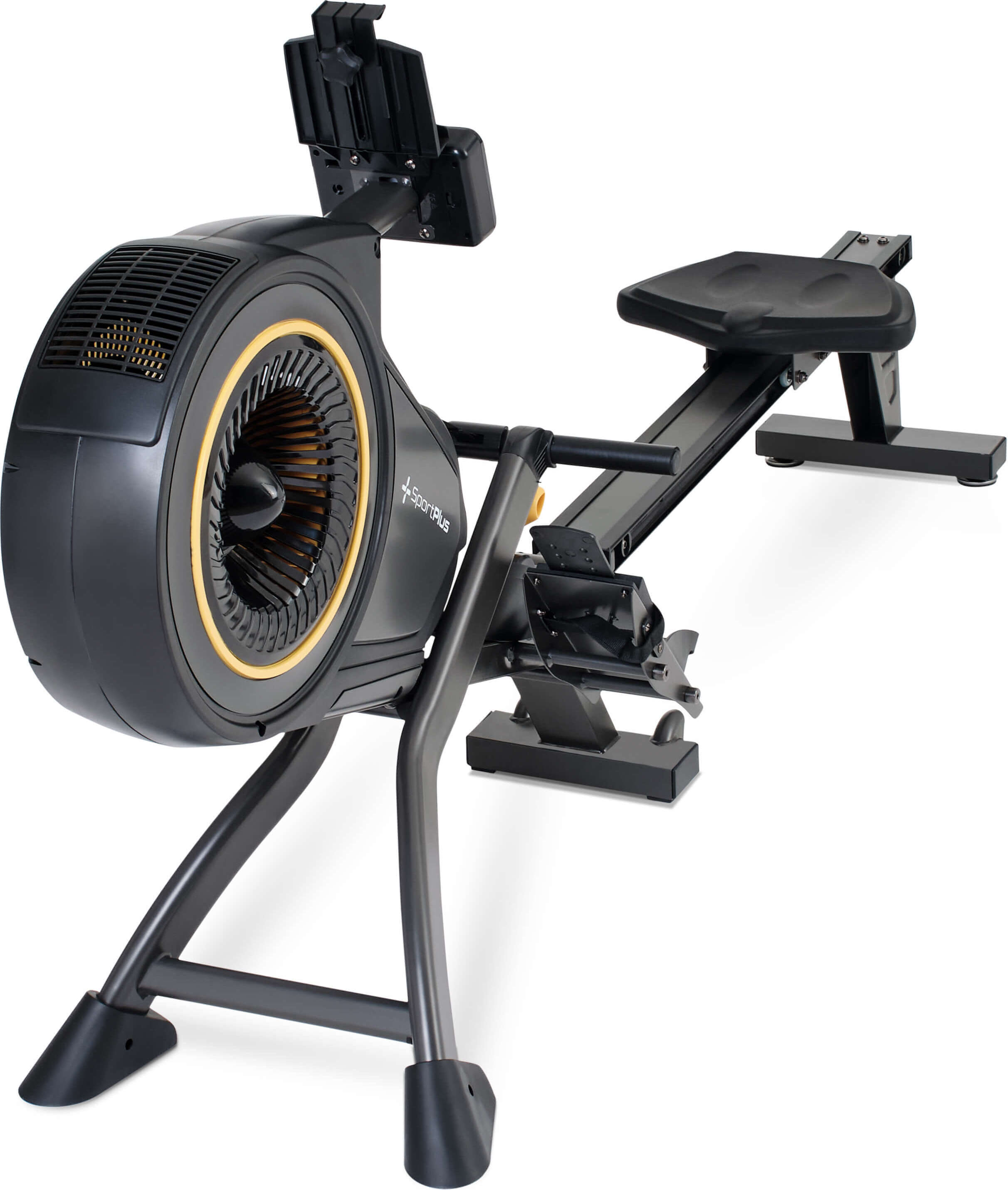 SportPlus I Rudergerät I mit Turbinenbremssystem für realistisches Rudergefühl, Luft Rudergerät, 8 Luftwiderstandsstufen, Trainingscomputer, klappbar, SP-AR-1500-B-iE