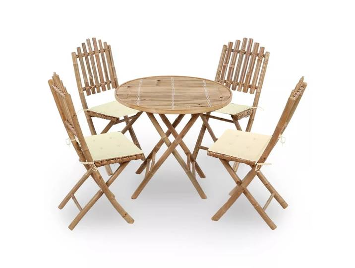 VidaXL - Garten essgruppe bambus, One Size, Light Beige