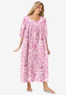 Plus Size Women's Print Lounger by Only Necessities in Rosebud Pink Folk Floral (Size 5X)