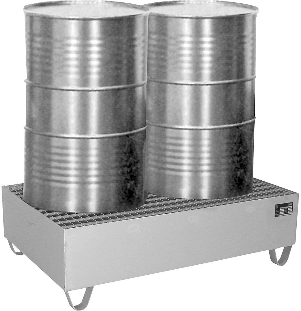 Edelstahl-Auffangwanne, für 200-l-Fässer, 2 Fässer, LxBxH 1200 x 800 x 360 mm, ab 3 Stk eurokraft pro