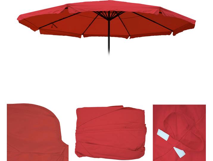 Ersatz-Bezug für Sonnenschirm Meran Pro, Gastronomie Marktschirm mit Volant Ø 5m, Polyester bordeaux