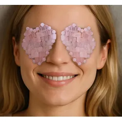 2er-Pack Rosenquarz-Augenmasken »Herz«