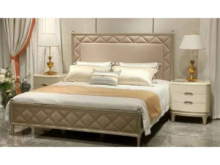 Xlmoebel Polsterbett Beiges Polsterbett mit hochwertigem Lederdesign für Komfort (Bett, Bett), Hergestellt in Europa