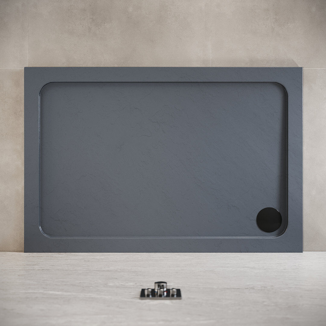Belfry Bathroom 120W*80Dcm Rectangular Single Shower Base in Grey with Low-Profile Aesthetics Design and Non-Slip Feature Gloss;Grey 4cm H x 100cm W x 80cm D