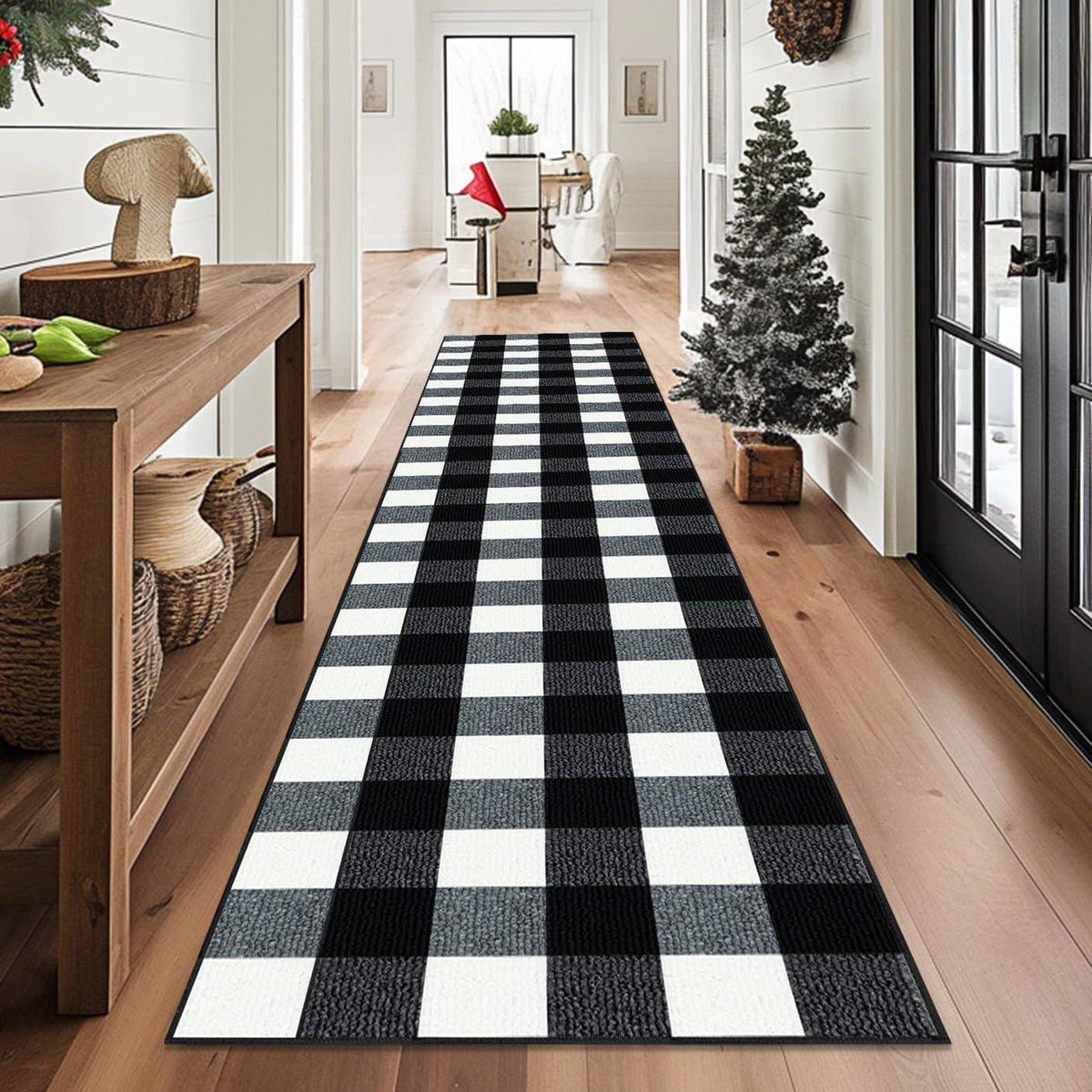 Buffalo Plaid Geruit Vloerkleed voor Binnen en Buiten - Antislip en Wasbaar - 61 x 244 cm
