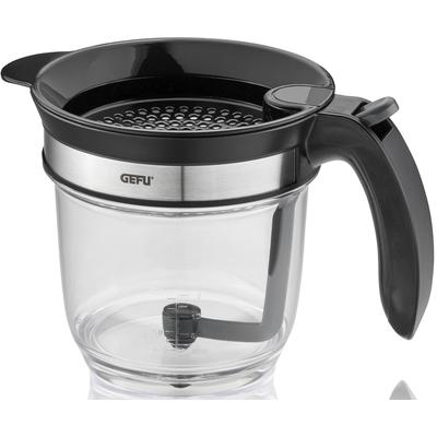 Fetttrennkanne GEFU "FLUIDO", transparent, H:15cm, Edelstahl, Kunststoff, Messbecher, müheloses Entfetten von Suppen, Saucen und Bratenfonds, 1 L