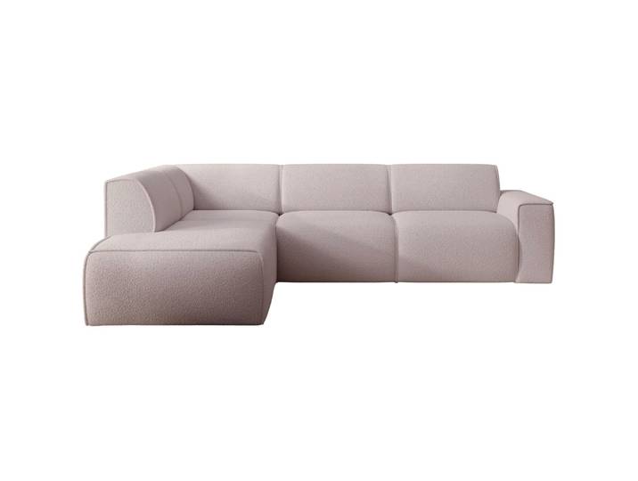 Ecksofa Bouvi L-förmig mit linker Armlehne, beige Bouclé