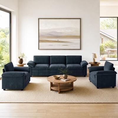 Uixe Modern Corduroy Modular Sectional Sofa With Armchairs
