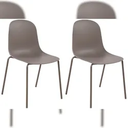 Décoshop26 - Set aus 2 stapelbaren Gartenstühlen aus taupefarbenem Kunststoff mit stabilem vierbeinigem Stahlgestell 10_0007751 10_0007751