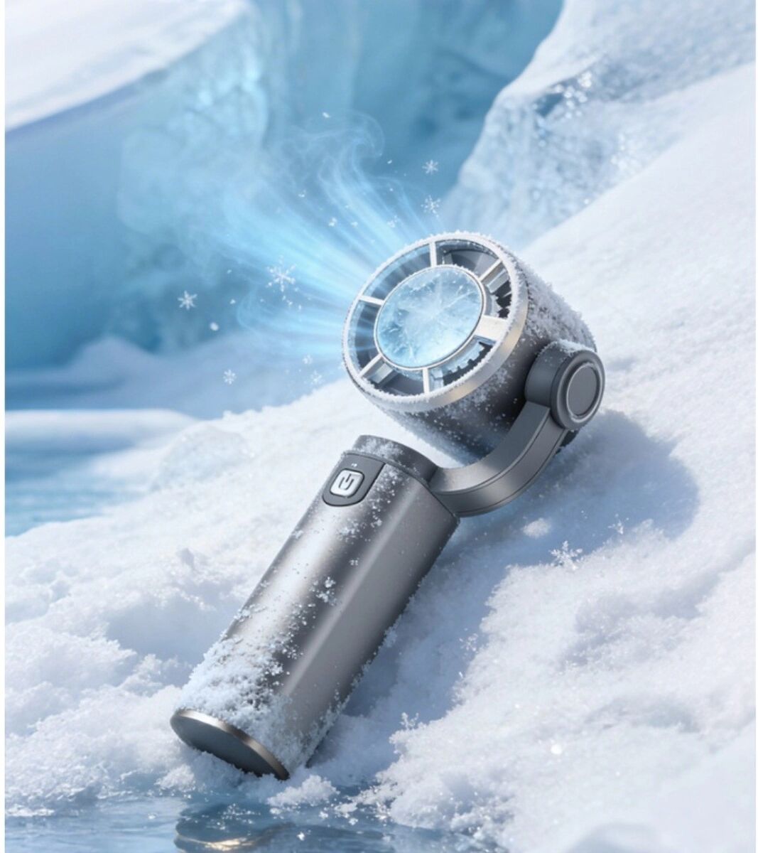 INF Handlicher High-Speed Handtragbarer Gimbal-Ventilator – Starker Turbo-Luftstrom, 180° Oszillation, USB wiederaufladbar, Dunkelgrau