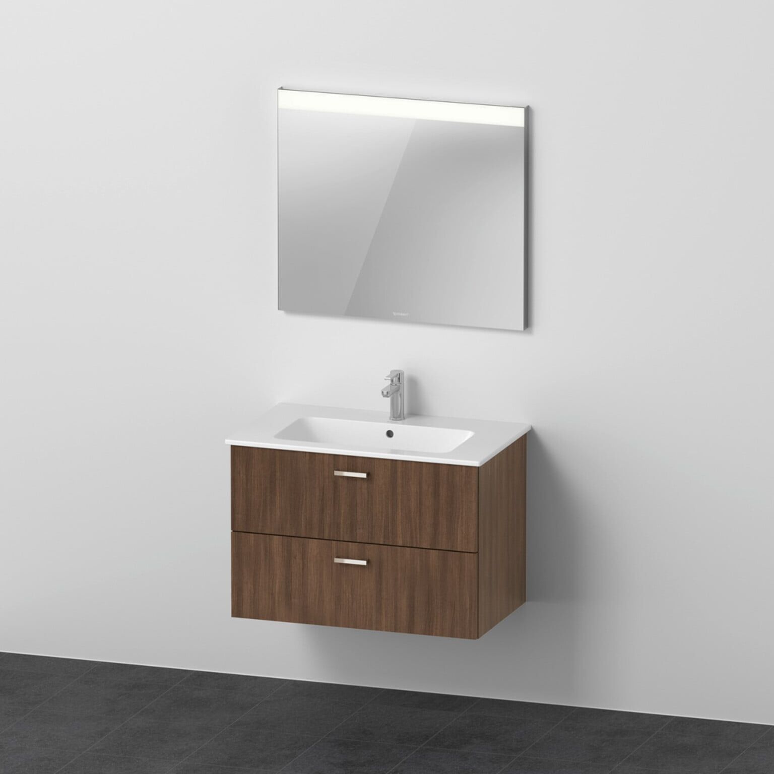 Duravit Möbel-Set XBase 2 Schubkästen, 83cm, Nussbaum dunkel (XB0071021210000)