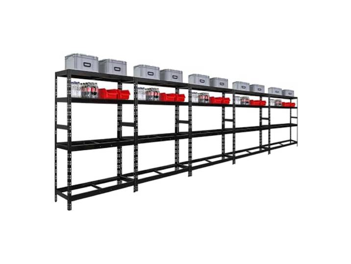 PROREGAL Mega Deal 5X Reifenregal Tiger HxBxT 180x120x40 cm bis zu 12 Reifen auf 2 Ebenen mit 2 Fachboden Schwarz Reifenständer
