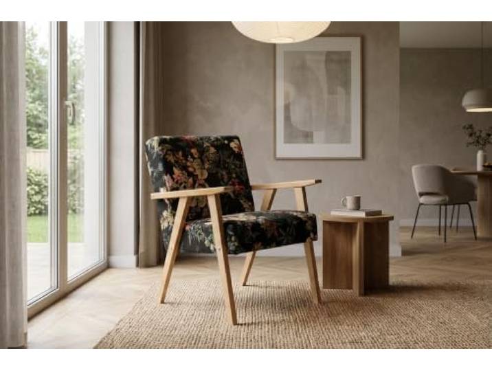Family Meble Sessel Soler Spring – Retro-Sessel im Vintage-Stil mit Stoff-Bezug – Schwarz · 8