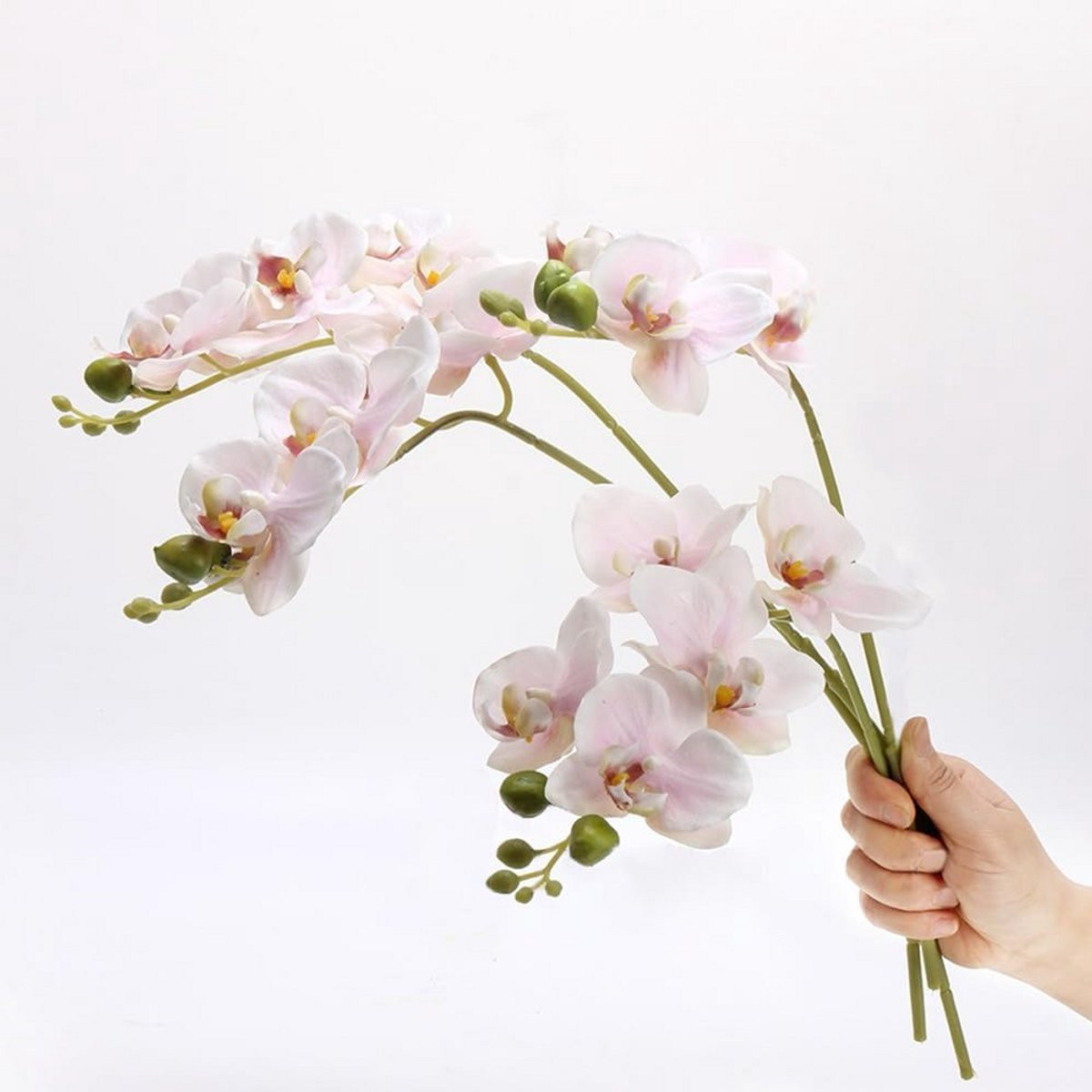 Echte Touch Kunst Orchidee Bloem 45 cm - Lichtroze Sierboeket voor Huis en Feestdecoratie