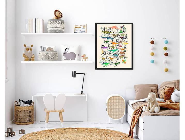 Tableau déco Dinosaur Alphabet 43 x 53cm Multicolore