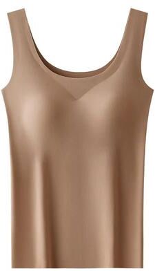 Uplift Essentials Women Seamless Ice Silk Tank Top With Chest Pads 2xl coffee