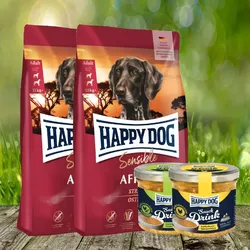Happy Dog Supreme Sensible Africa 2 x 12,5 kg + 2 Happy Dog Snack Drink *geschenkt*