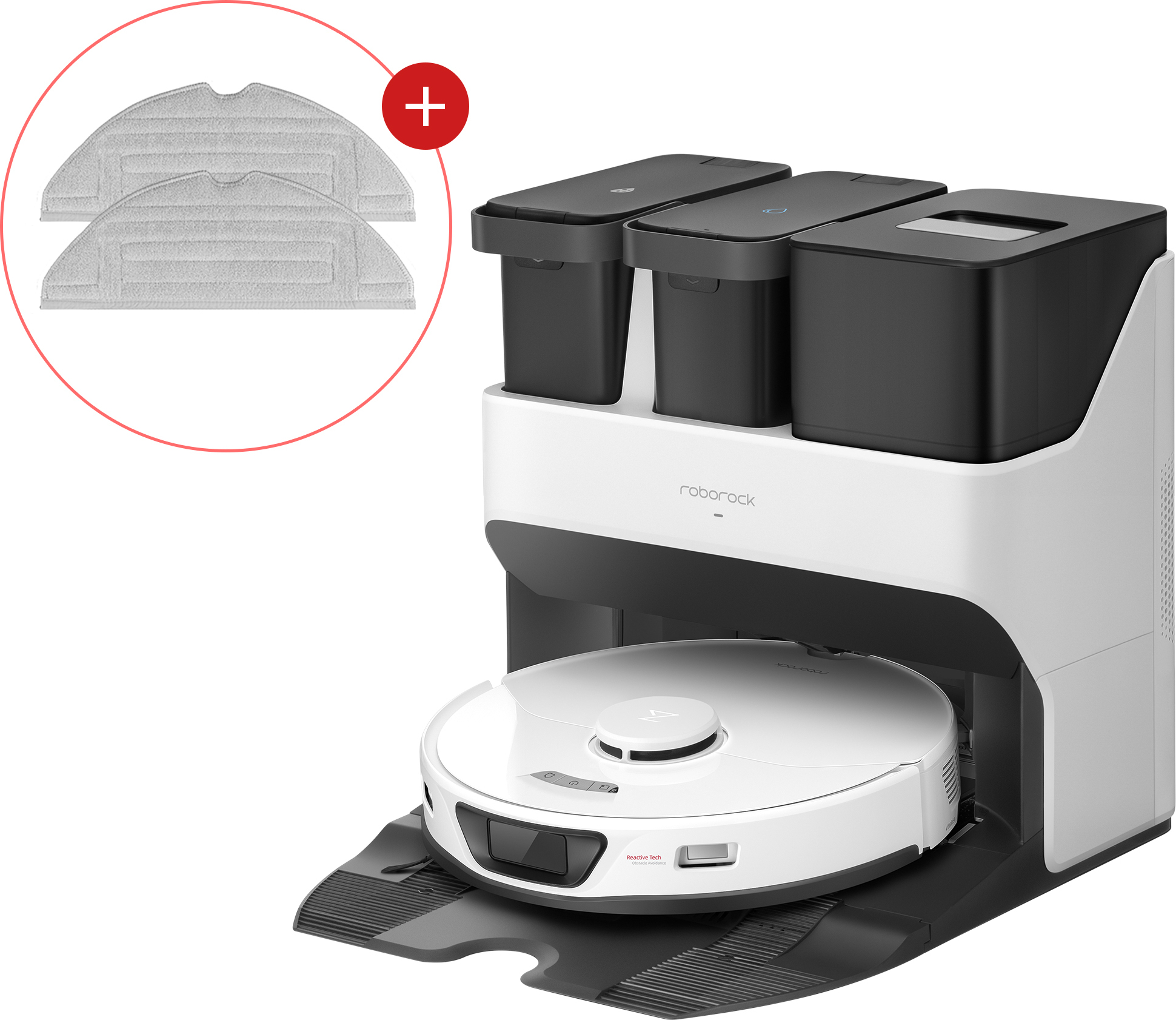 Roborock S7 Max Ultra Staubsauger Roboter 5500pa, 60W, Selbsttrocknend/Warmlufttrocknung, mit VibraRise Wischtüche, Weiß