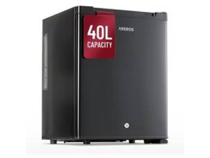 AREBOS Mini-réfrigérateur 40 L verrouillable avec éclairage LED et réglage de la température Noir