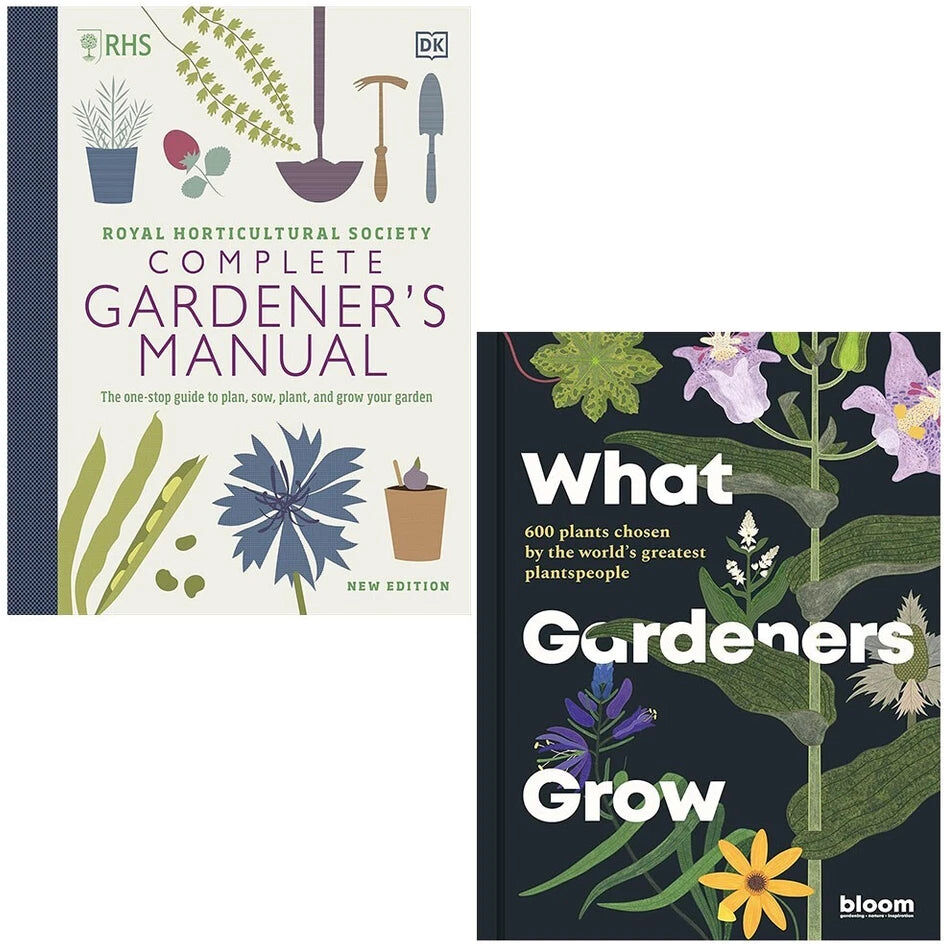 Various Publishers What Gardeners Grow by Bloom & RHS Complete Gardener's Manual by DK - 2 Hardback Books - Gardening Reference & Inspiration Gift Set