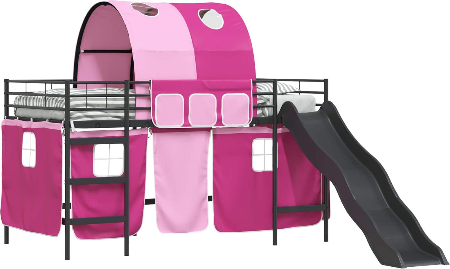 Kinder-Etagenbett Schwarz und Pink 100 x 200 cm Metall