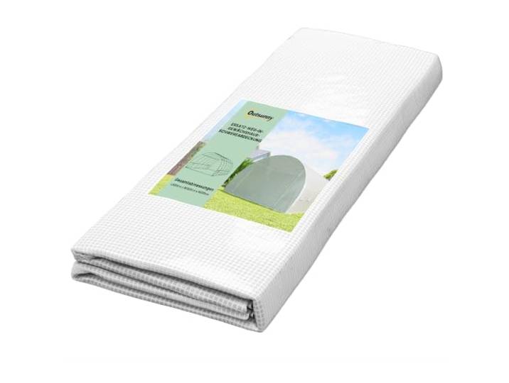 Outsunny Gewächshausfolie 3 x 6 m Wasserdicht mit Rolltür 12 Fenster Weiß Polyethylenfolie, UV Schutz, Reißfest, Gartenfolie Abdeckplane, für Folientunnel Gartenarbeit, Tunnelfolie, NUR Folie