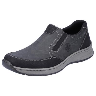 Slipper RIEKER, Herren, Gr. 41, Textil, grau (grau, kombiniert), Synthetik, Schuhe Slipper, Schlupfschuh, Halbschuh mit Stretcheinsätze