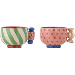 Bloomingville 2er Set Tassen Caramella Weihnachten, Ø 9,5xH7 cm