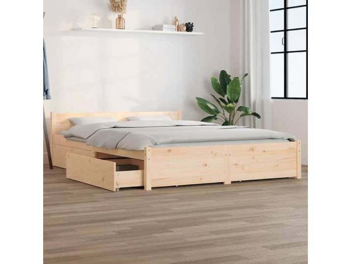 BONNEVIE - 2parcel - Cadre de lit - sans matelas - lit Moderne chambre - avec tiroirs 120x200 cm - meuble de lit zmb33z34