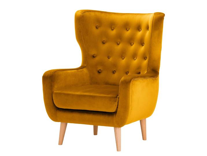 Sessel Boyka I Gelb/Senfgelb Samt Ravi 81 x 88 x 105cm