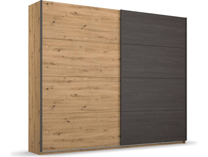 Schwebetürenschrank RAUCH Kleiderschrank Schrank Garderobe Schlafzimmerschrank APOLLON , braun (eiche artisan, schwarz oak), B:226cm H:210cm T:62cm, Holzwerkstoff, Schränke, Schwebetürenschrank, mit grosszügigem Stauraum und abgesetzten Türenfeldern MADE IN GERMANY