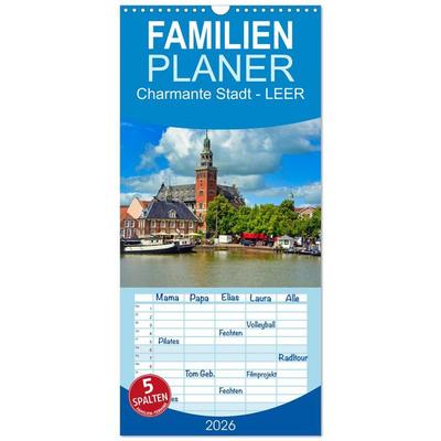 Familienplaner 2026 - Charmante Stadt - LEER mit 5 Spalten (Wandkalender, 21 x 45 cm) CALVENDO