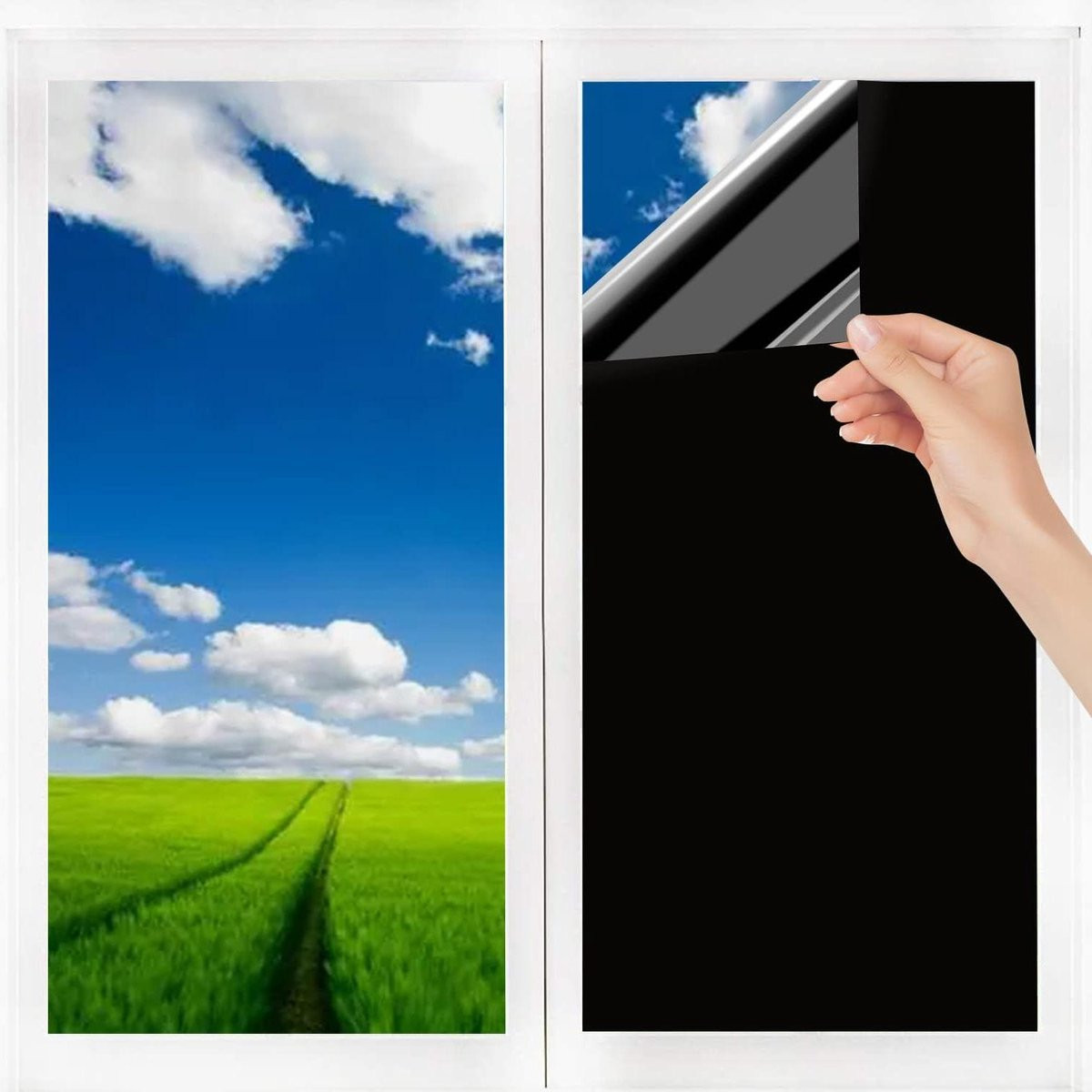 Zwarte reflecterende spiegelfolie voor zonwering en privacybescherming - 40 x 100 cm