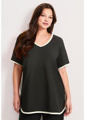 Plus Size Women's Contrast Top by Avenue in Black (Size 16)