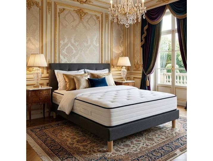 Ensemble Essenzia GRAND PALAIS 3000 + Sommier tradition Graphic 19 cm + Pieds 160x220 Anthracite Ressorts