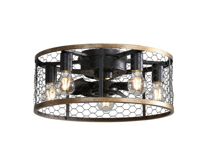 Ventilateur de plafond cage silencieux en ABS et acier noir 51 cm