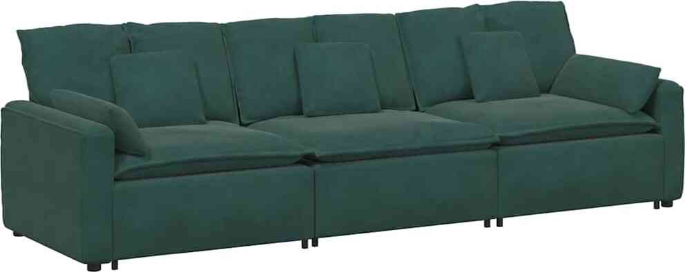 Modulares Sofa mit Kissen Dunkelgrün