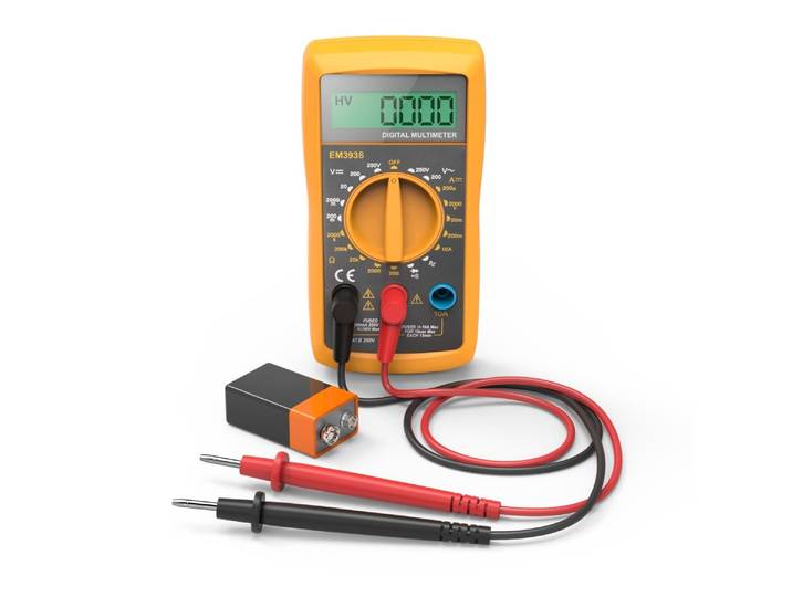 Multimeter HAMA Digitalmultimeter zum Messen von Spannung, Strom und Widerstand, 300V , gelb, B:7cm H:13,7cm L:2,8cm, Kunststoff, Stahl, Spannungsprüfer, Multimeter