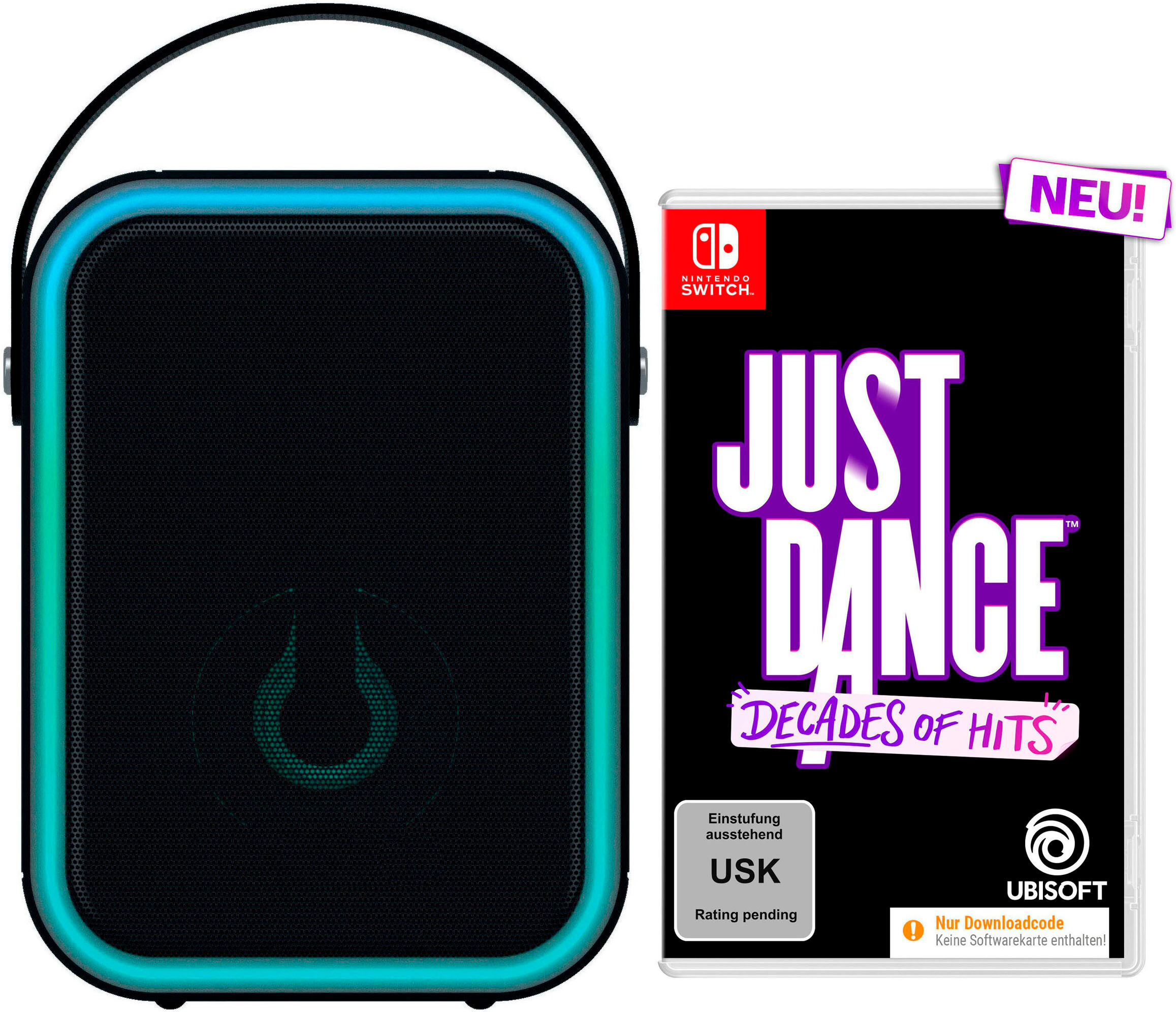 UBISOFT Spielesoftware "JUST DANCE: Decades of Hits (Download-Code) + Lautsprecher", weiß, neutral, Nintendo Switch, Spielesoftware