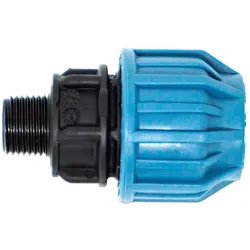 Jason Kupplung PP 25 mm x 1/2 Klemm x Außengewinde 16bar Schwarz/Blau DVGW/KIWA/WRAS/SVGW