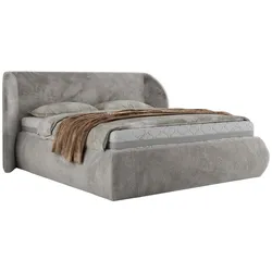 POLSTERBETT CAELA CLASSIC 140/200 - Hellgrau Plüsch - Multipocket-Matratze