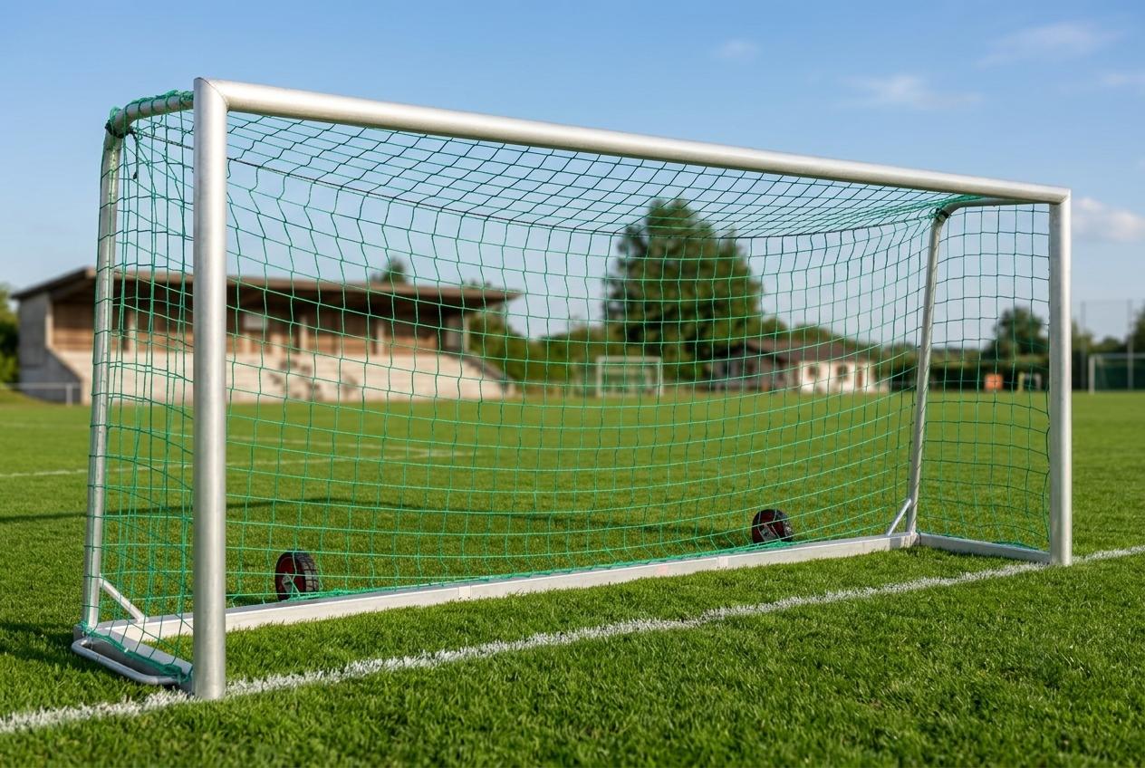 Fußballtor - mobiles Jugendtor - 5,00 x 2,00 m - vollverschweißt, inkl. Tornetz 2.00m OHNE Transportrollen Kunststoff-Netzhaken